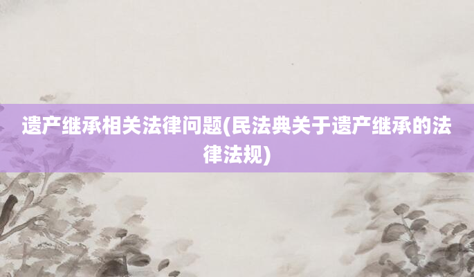 遗产继承相关法律问题(民法典关于遗产继承的法律法规)