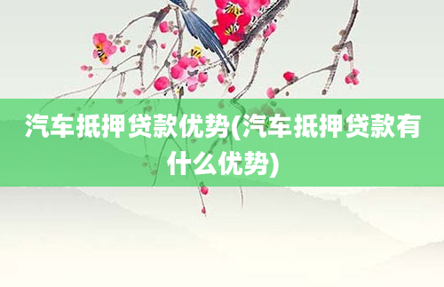 汽车抵押贷款优势(汽车抵押贷款有什么优势)