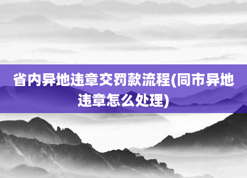 省内异地违章交罚款流程(同市异地违章怎么处理)