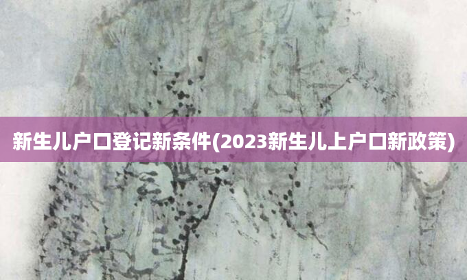 新生儿户口登记新条件(2023新生儿上户口新政策)