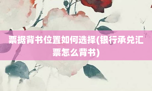 票据背书位置如何选择(银行承兑汇票怎么背书)