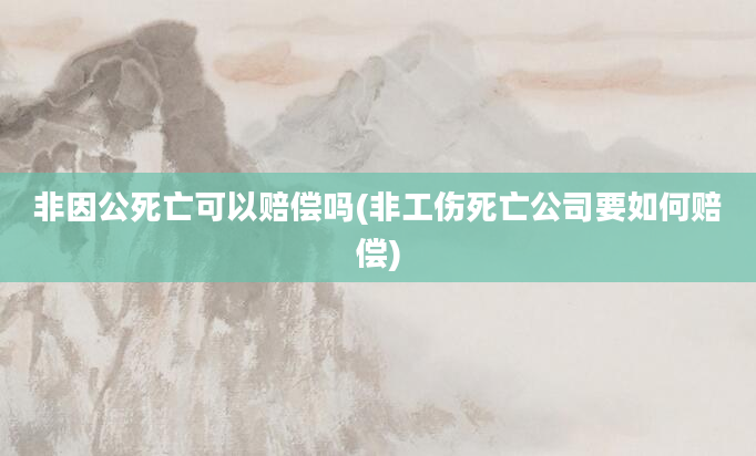 非因公死亡可以赔偿吗(非工伤死亡公司要如何赔偿)