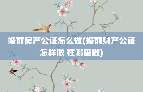 婚前房产公证怎么做(婚前财产公证怎样做 在哪里做)