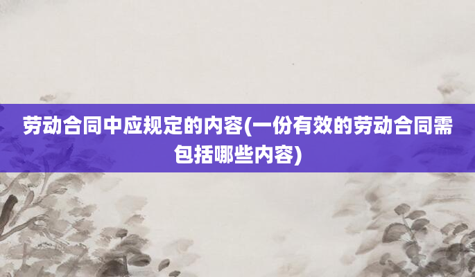 劳动合同中应规定的内容(一份有效的劳动合同需包括哪些内容)