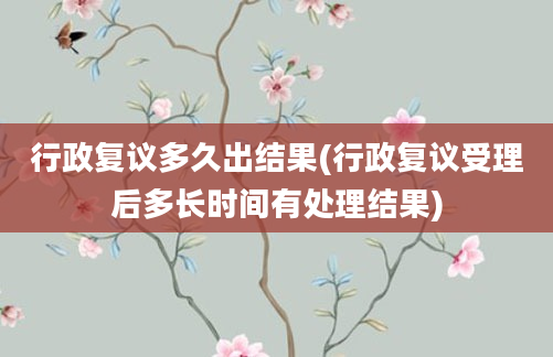 行政复议多久出结果(行政复议受理后多长时间有处理结果)