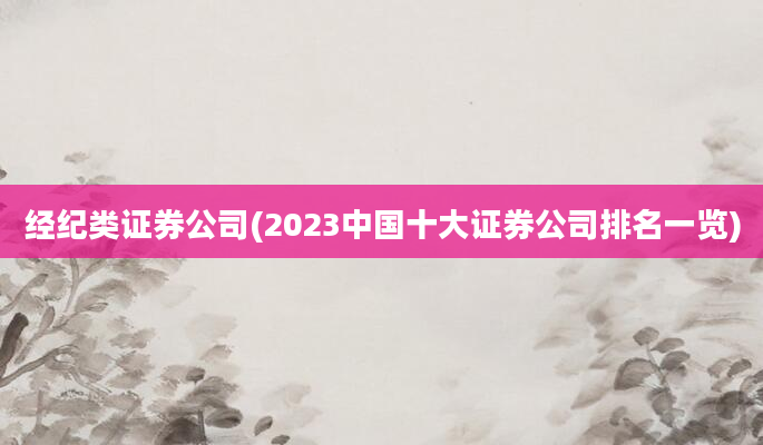 经纪类证券公司(2023中国十大证券公司排名一览)