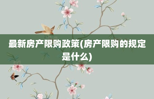 最新房产限购政策(房产限购的规定是什么)