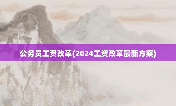 公务员工资改革(2024工资改革最新方案)