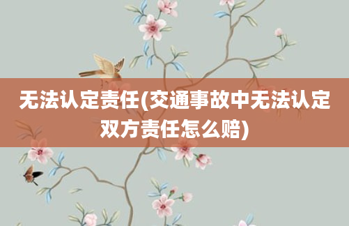 无法认定责任(交通事故中无法认定双方责任怎么赔)