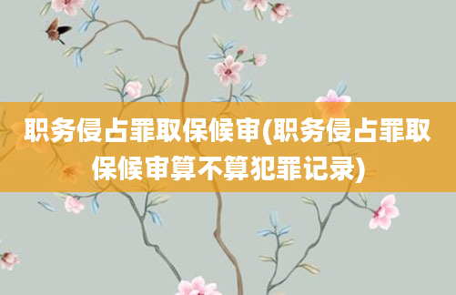 职务侵占罪取保候审(职务侵占罪取保候审算不算犯罪记录)