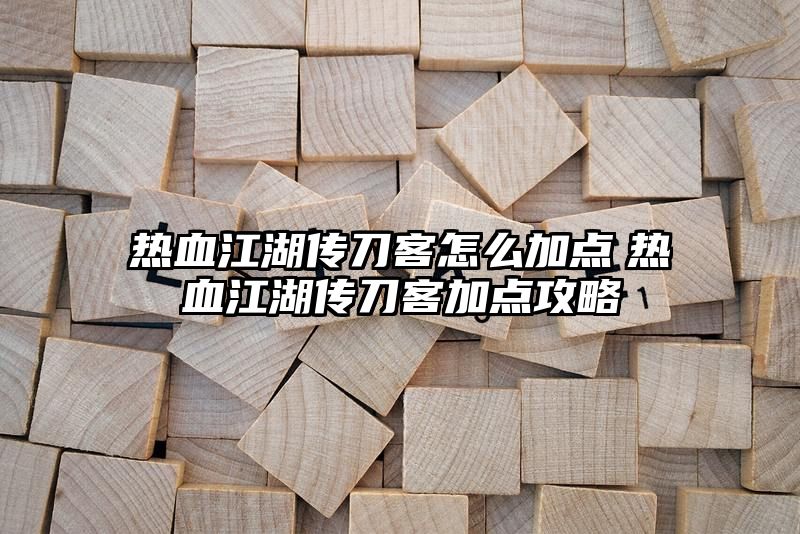 热血江湖传刀客怎么加点　热血江湖传刀客加点攻略